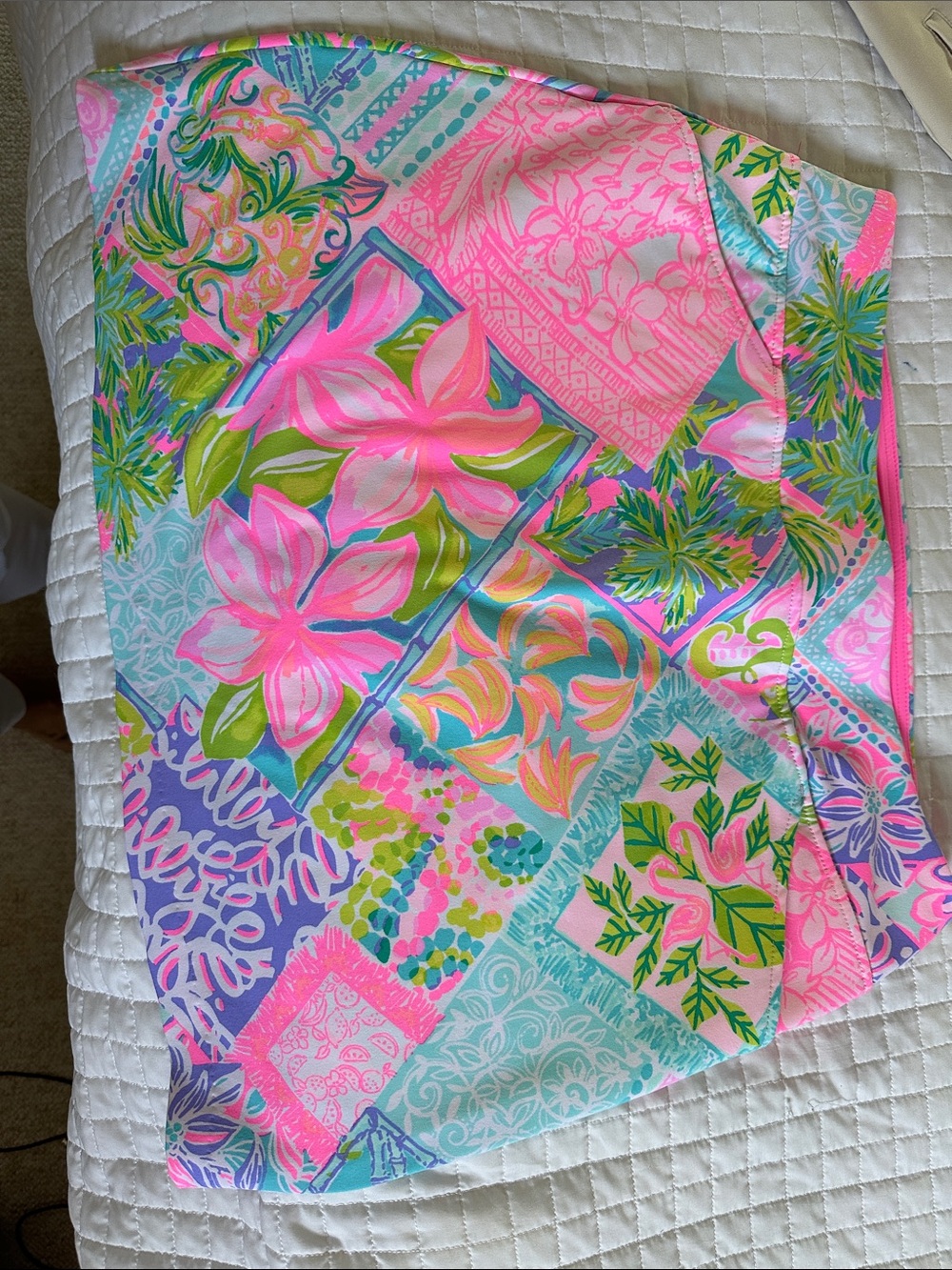 Lilly Pulitzer Pink Green Blue Patchwork Midi Skirt